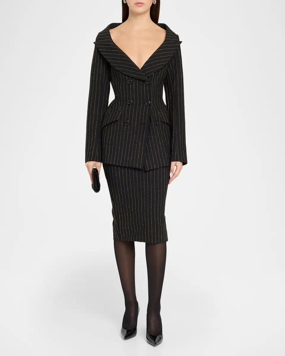 Sergio Hudson Pinstriped Double-Breasted Blazer | Thumbnail 2 Sergio Hudson Pinstriped Double-Breasted Blazer | Thumbnail 2