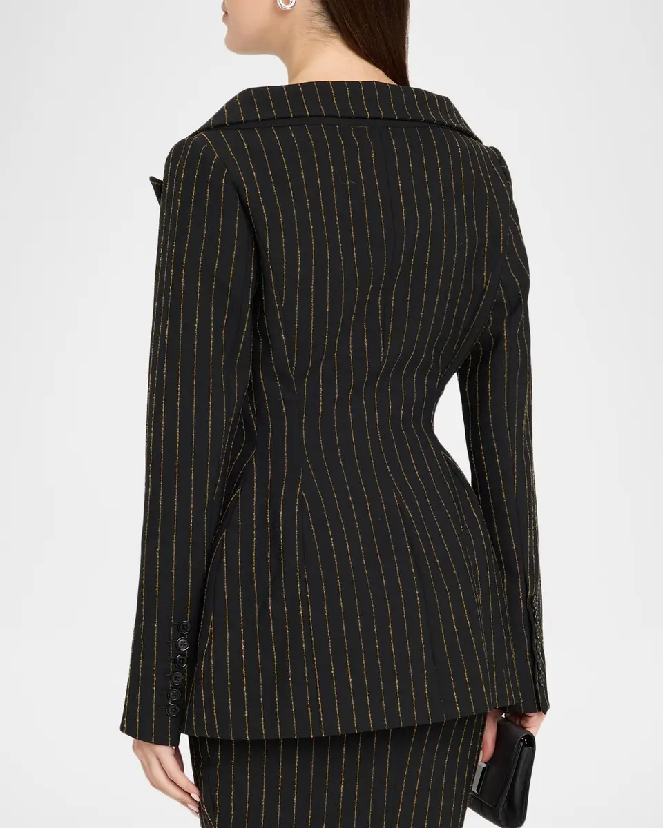 Sergio Hudson Pinstriped Double-Breasted Blazer | Thumbnail 3 Sergio Hudson Pinstriped Double-Breasted Blazer | Thumbnail 3