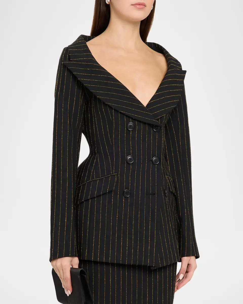 Sergio Hudson Pinstriped Double-Breasted Blazer | Thumbnail 4 Sergio Hudson Pinstriped Double-Breasted Blazer | Thumbnail 4