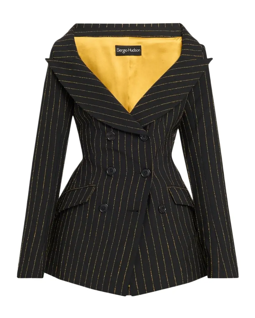 Sergio Hudson Pinstriped Double-Breasted Blazer