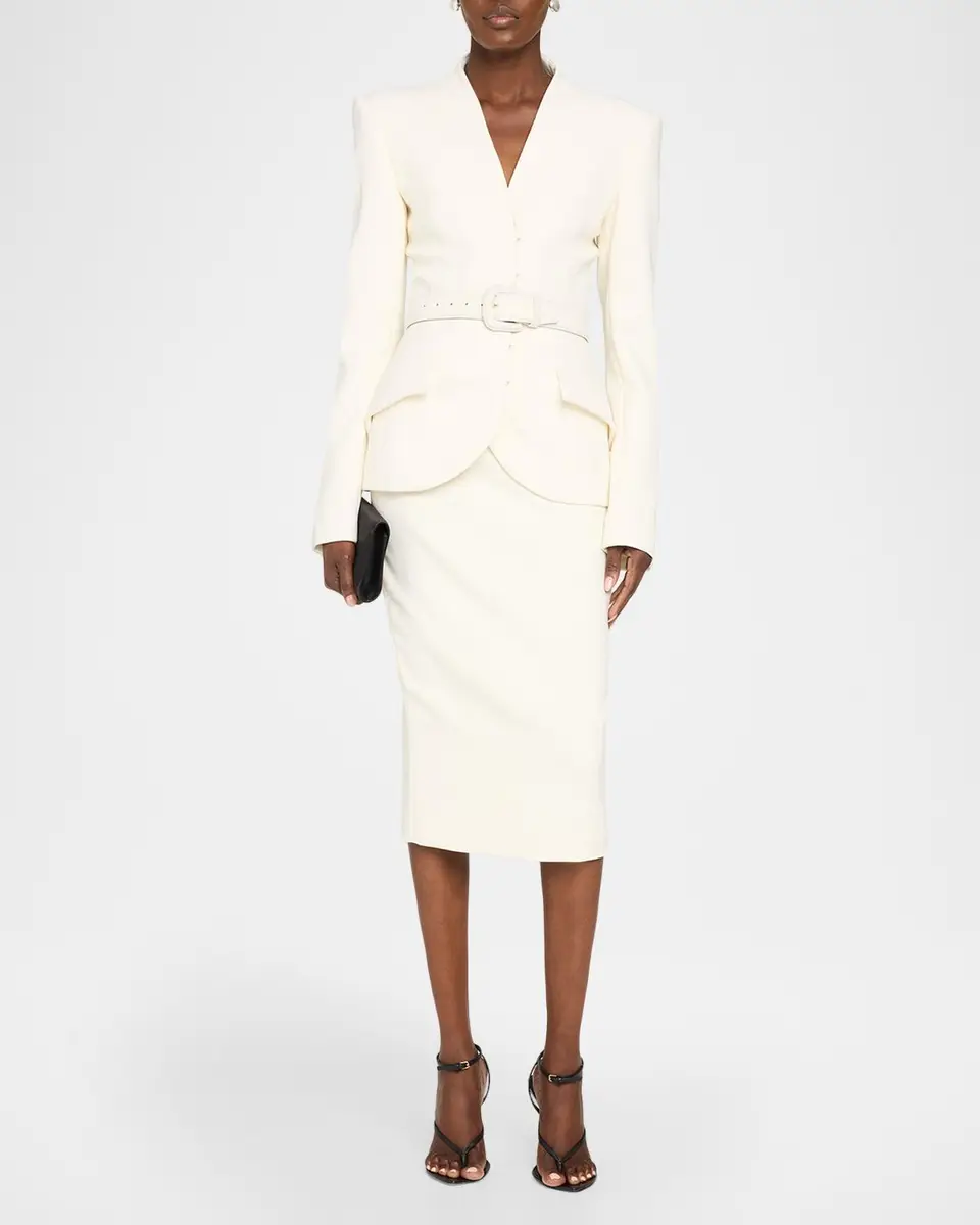 Sergio Hudson Collarless Slim Tailored Wool-Blend Jacket | Thumbnail 2 Sergio Hudson Collarless Slim Tailored Wool-Blend Jacket | Thumbnail 2