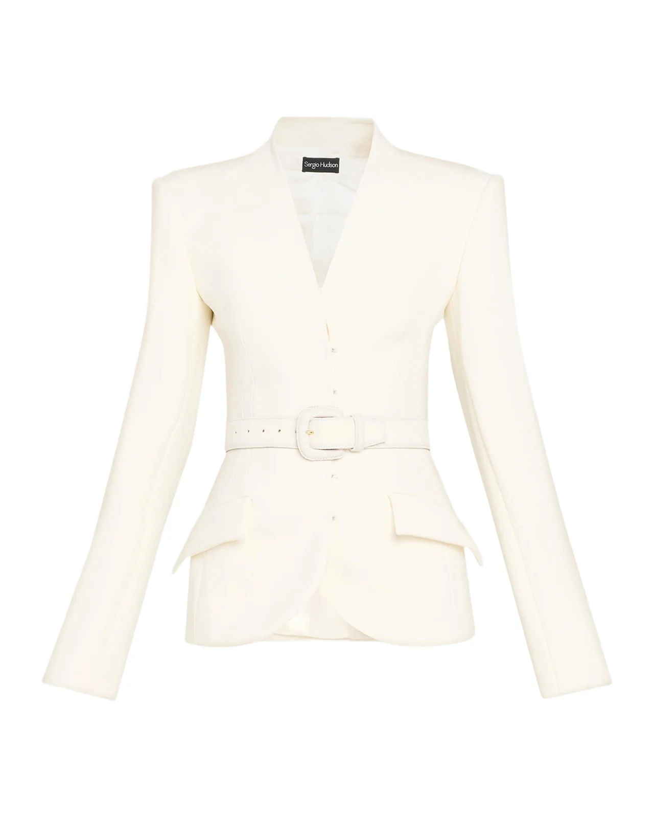 Collarless Slim Tailored Wool-Blend Jacket Collarless Slim Tailored Wool-Blend Jacket