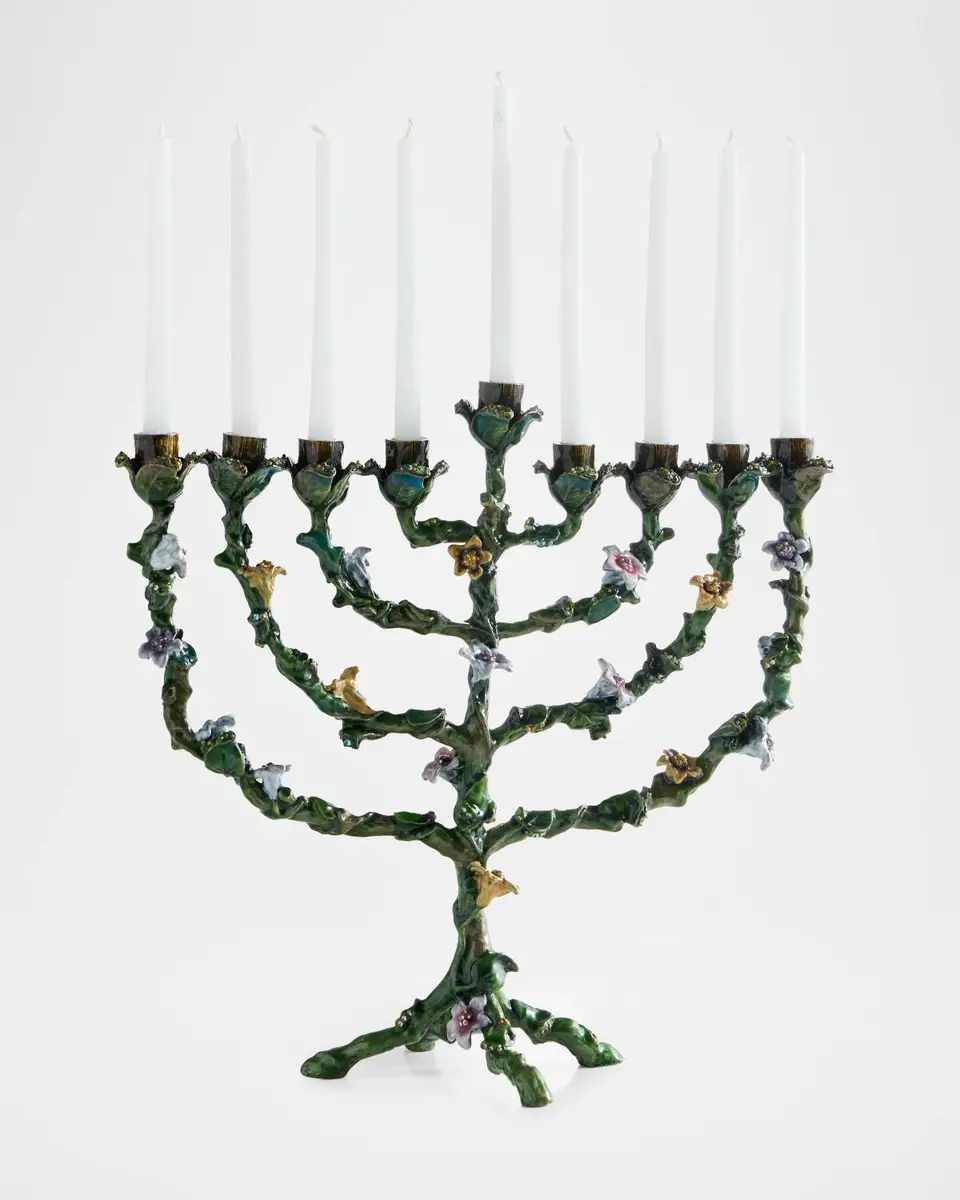 Tizo Enameled Jeweled Floral Menorah | Thumbnail 2 Tizo Enameled Jeweled Floral Menorah | Thumbnail 2