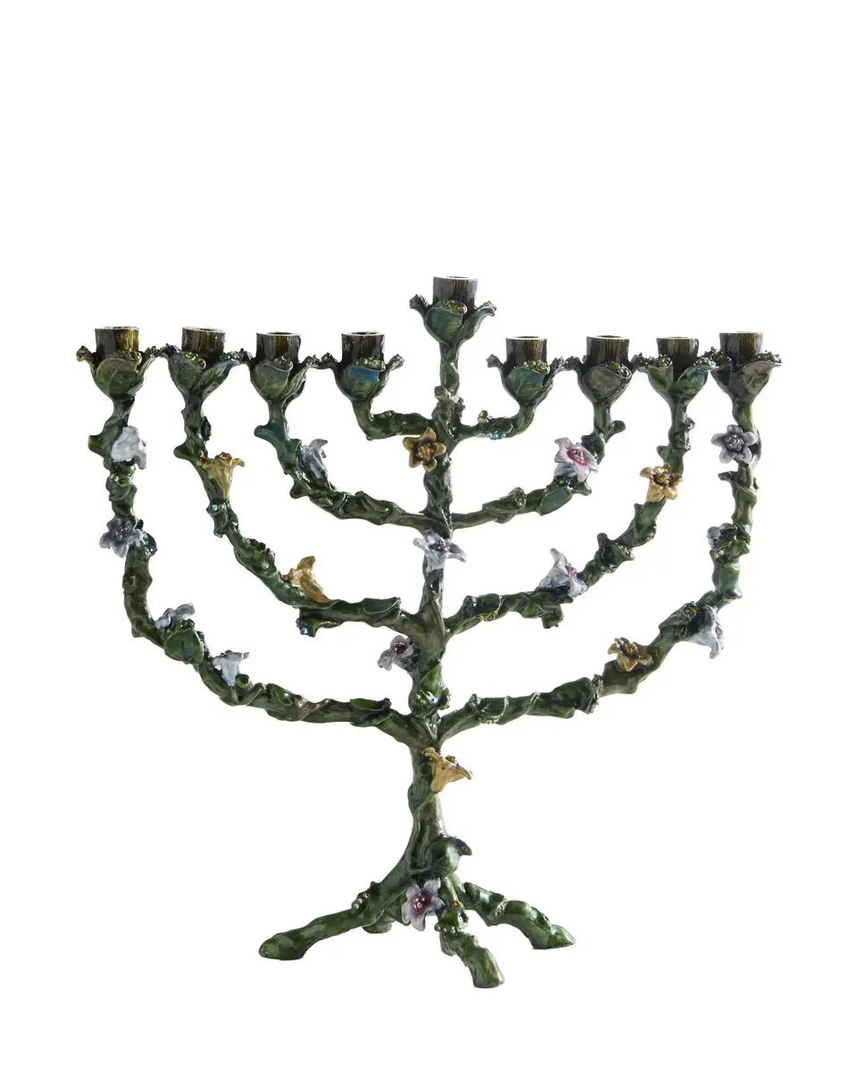 Tizo Enameled Jeweled Floral Menorah | Thumbnail 3 Tizo Enameled Jeweled Floral Menorah | Thumbnail 3
