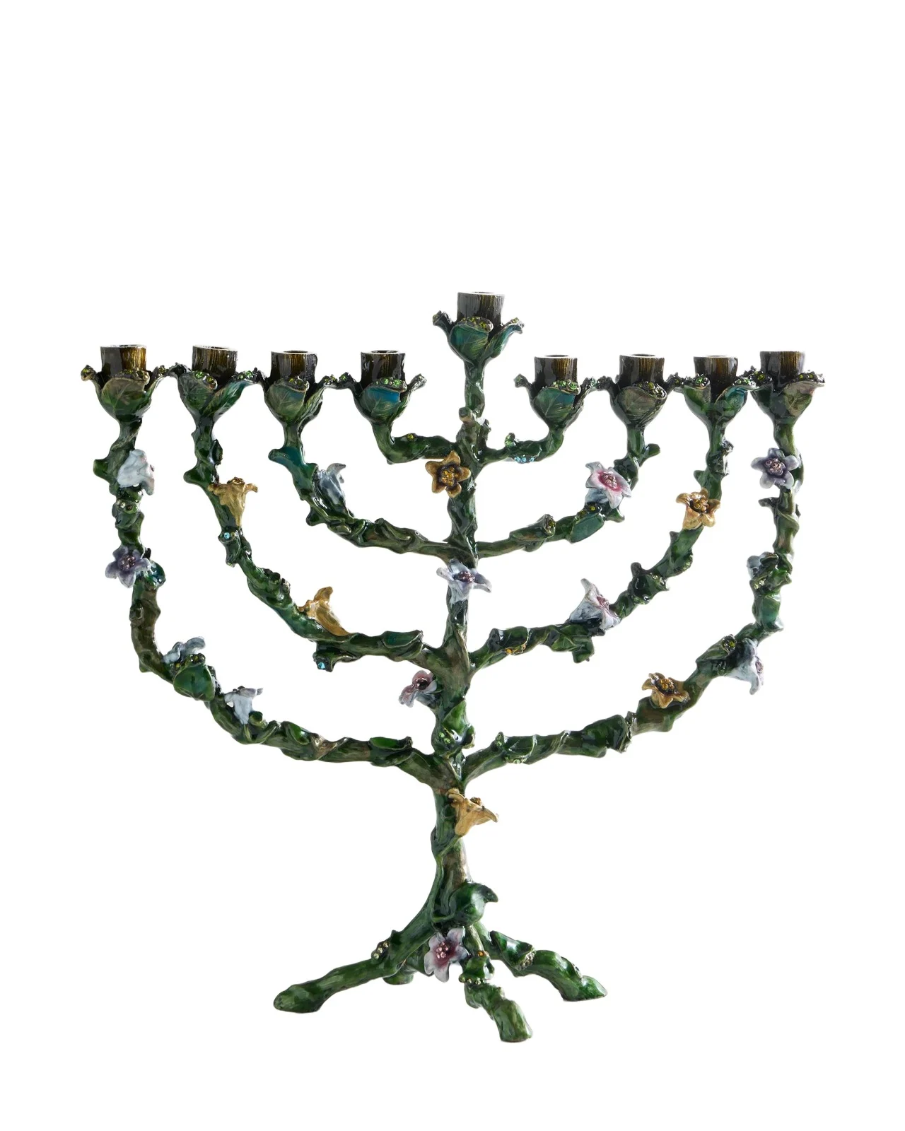 Tizo Enameled Jeweled Floral Menorah