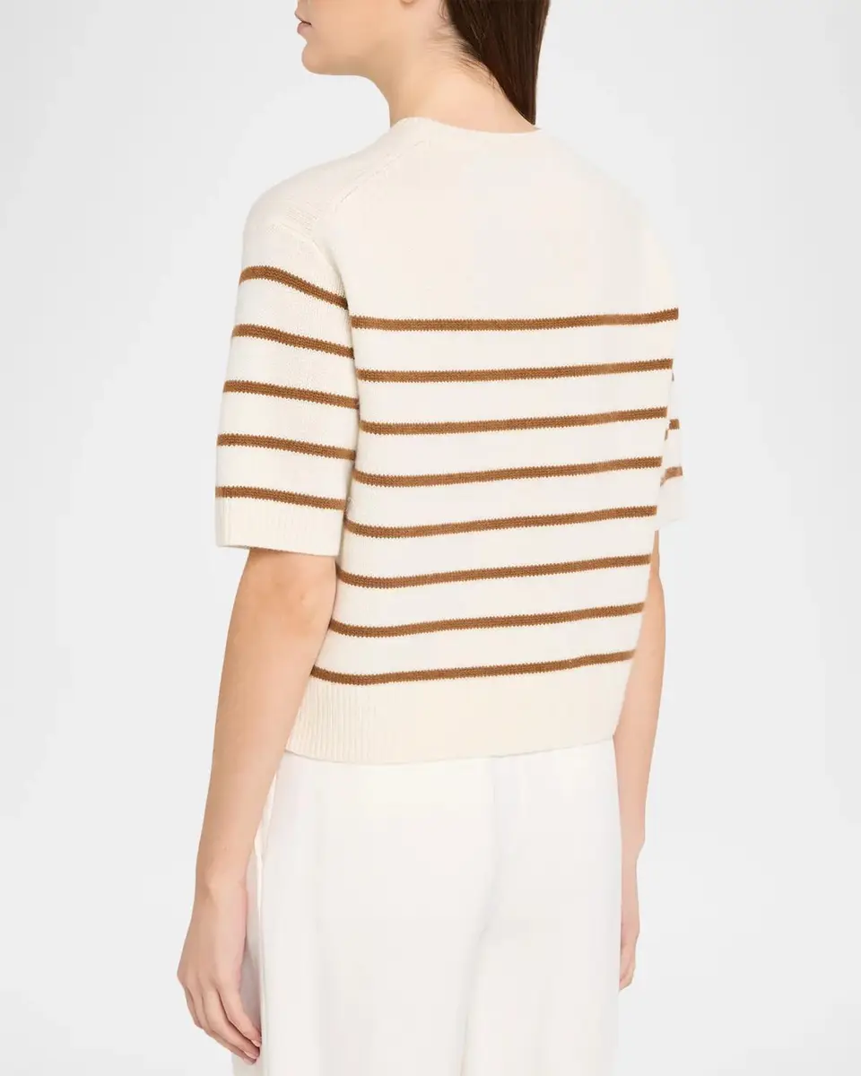 Theory Striped Cashmere Crop Short-Sleeve Sweater | Thumbnail 3 Theory Striped Cashmere Crop Short-Sleeve Sweater | Thumbnail 3