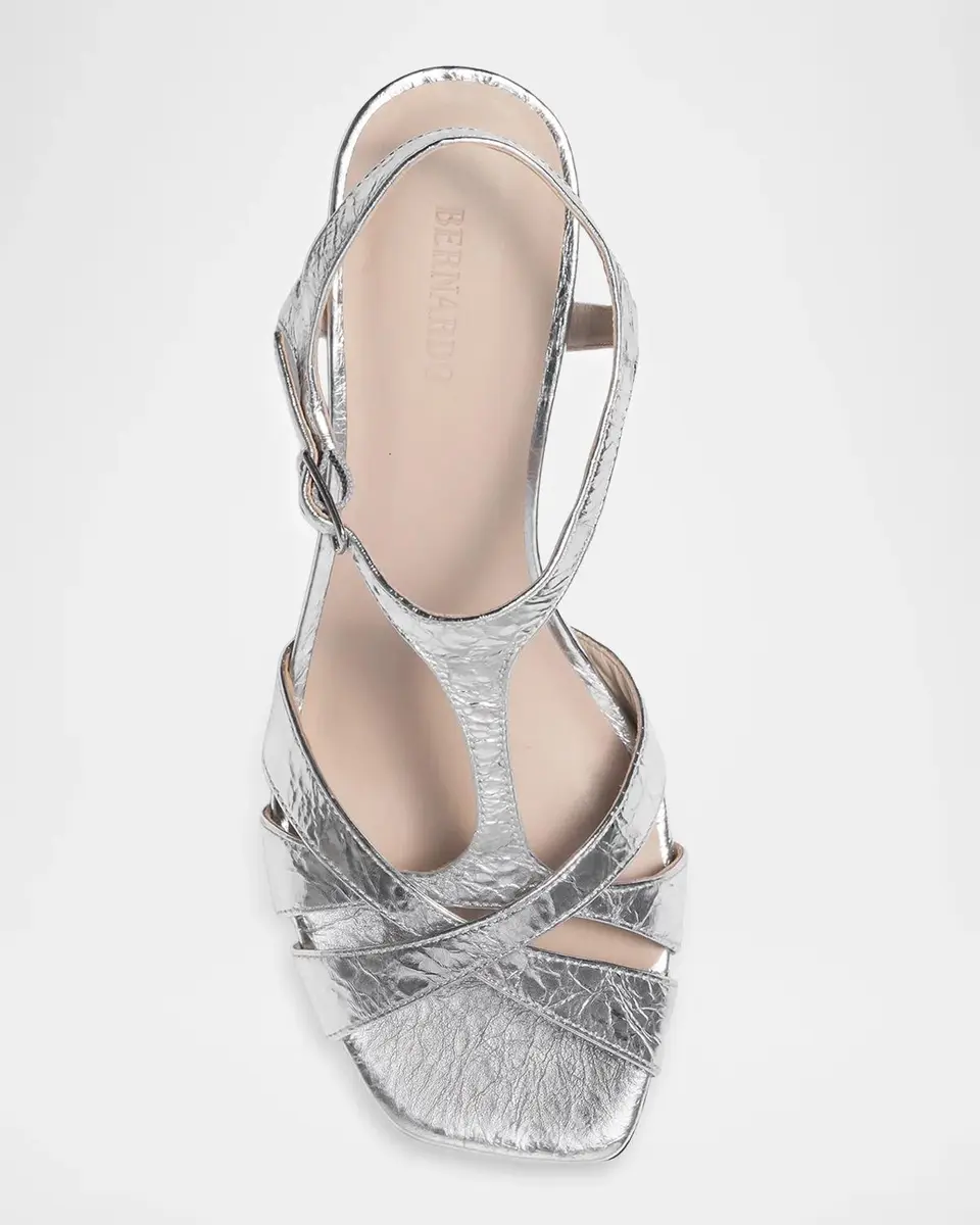 Bernardo 30mm Jean Crinkled Metallic Leather Strappy Sandals | Thumbnail 3 Bernardo 30mm Jean Crinkled Metallic Leather Strappy Sandals | Thumbnail 3