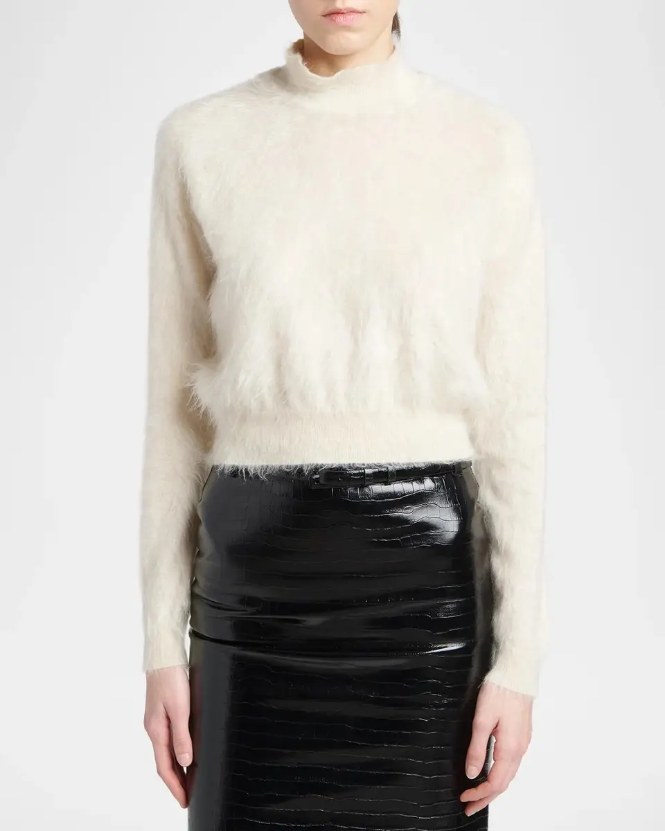 Tom Ford Soft Mohair-Silk Crop Turtleneck Sweater | Thumbnail 4 Tom Ford Soft Mohair-Silk Crop Turtleneck Sweater | Thumbnail 4