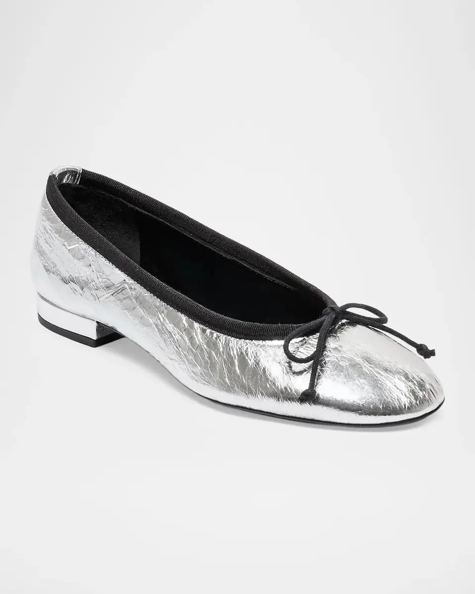 Bernardo Barbara Crinkle Metallic Leather Ballerina Flats | Thumbnail 2