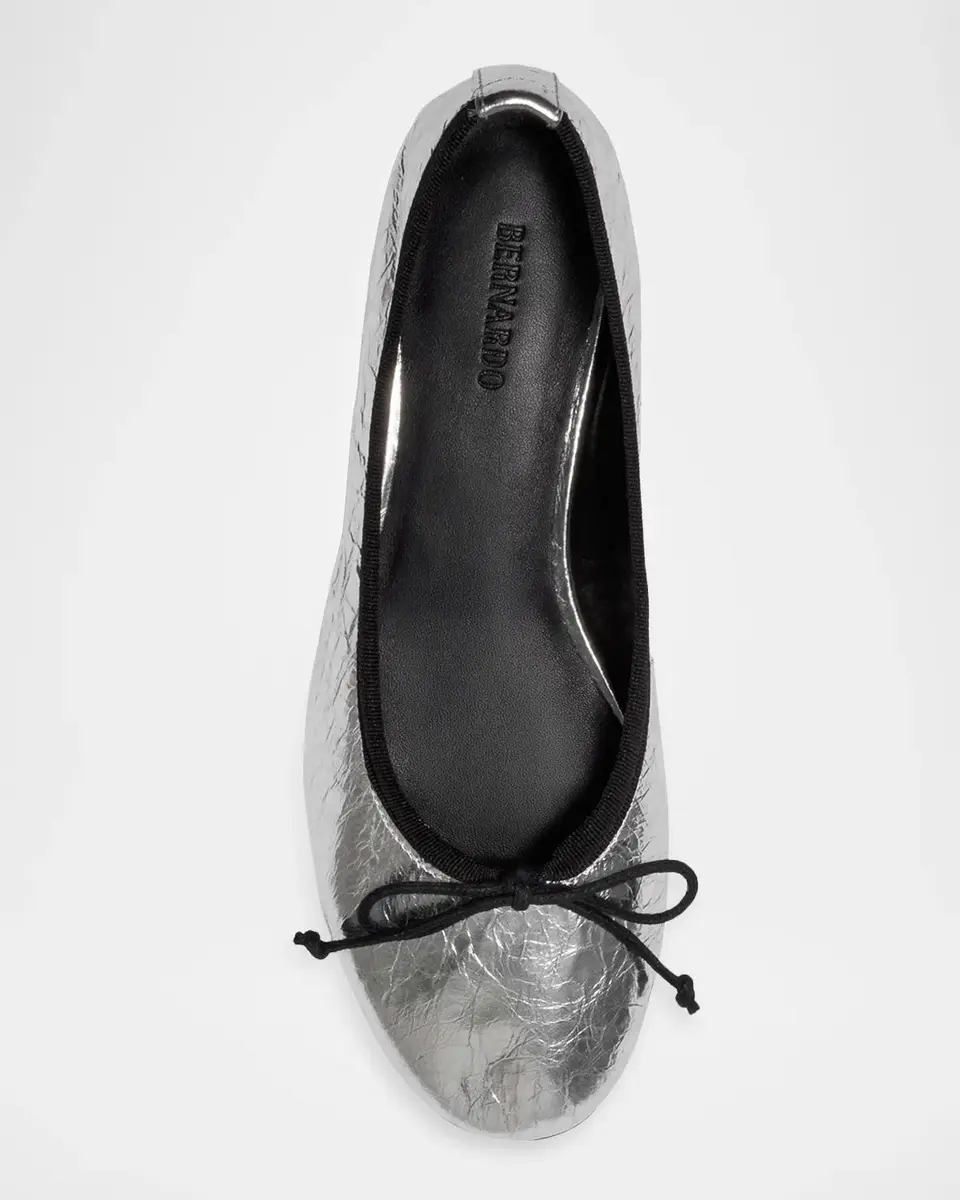 Bernardo Barbara Crinkle Metallic Leather Ballerina Flats | Thumbnail 3