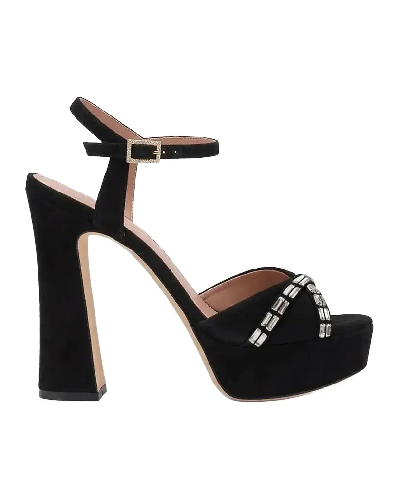 Malone Souliers Keaton 125MM Embellished Suede Platform Sandals