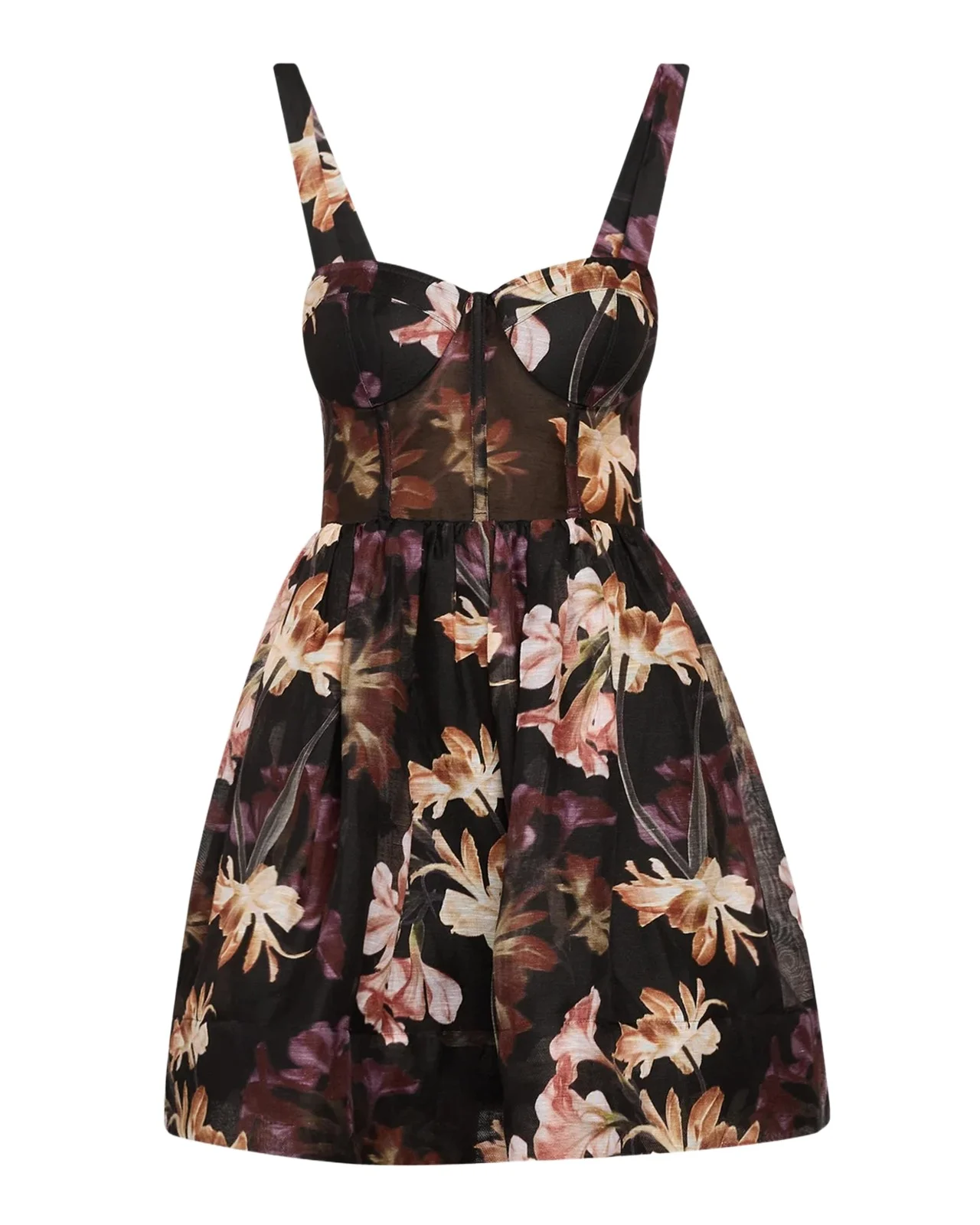 Cara Cara Pheobe Woodland-Print Bustier Mini Dress