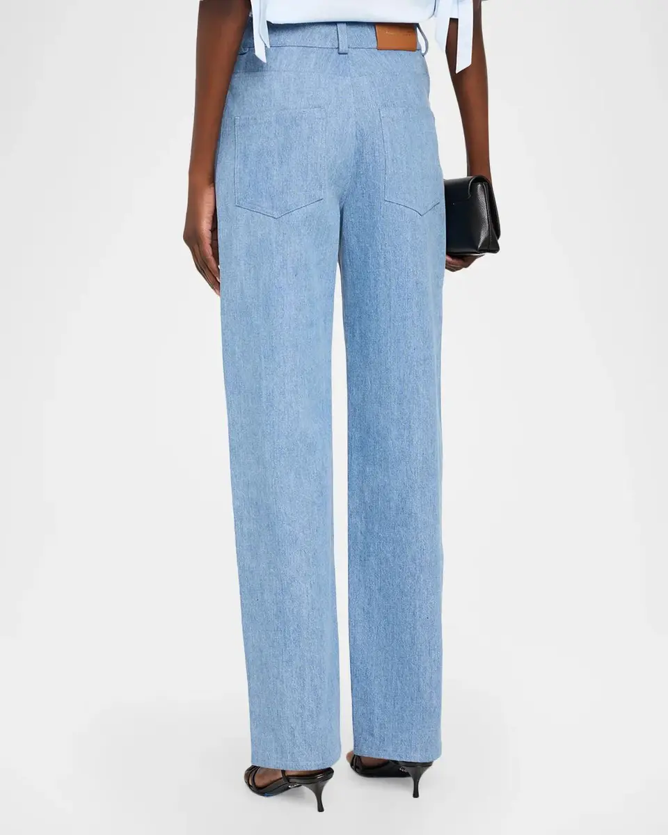 Oscar de la Renta Mid-Rise Denim Straight-Leg Pants | Thumbnail 3 Oscar de la Renta Mid-Rise Denim Straight-Leg Pants | Thumbnail 3
