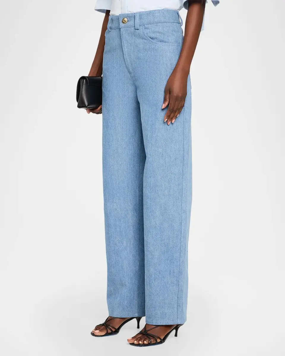 Oscar de la Renta Mid-Rise Denim Straight-Leg Pants | Thumbnail 4 Oscar de la Renta Mid-Rise Denim Straight-Leg Pants | Thumbnail 4