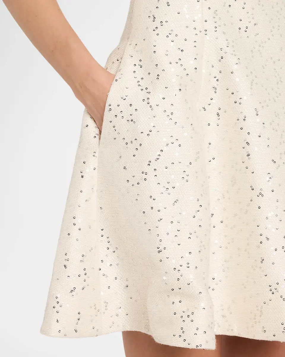 Oscar de la Renta Sleeveless Sequined Tweed Mini Dress | Thumbnail 5
