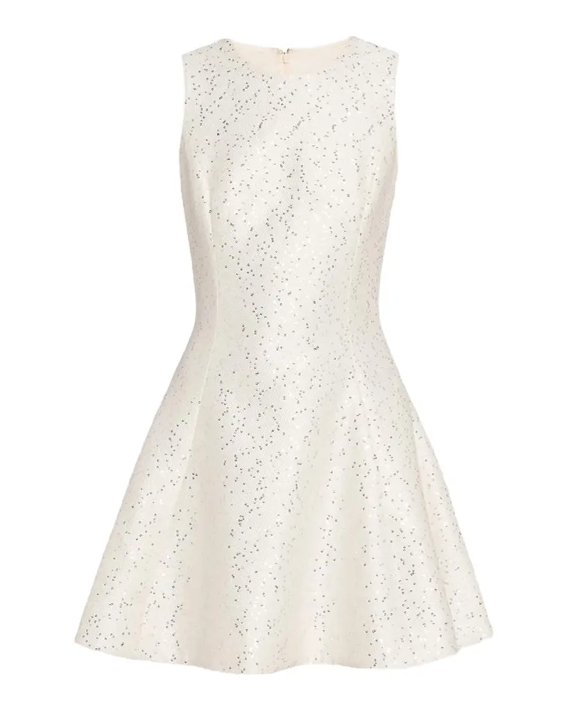 Sleeveless Sequined Tweed Mini Dress Sleeveless Sequined Tweed Mini Dress