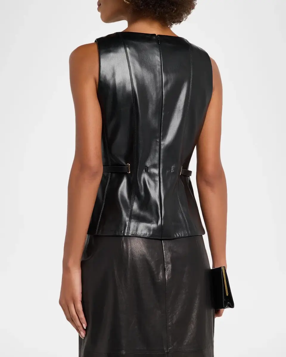 Milly Naima Sleeveless Faux Leather Top | Thumbnail 3 Milly Naima Sleeveless Faux Leather Top | Thumbnail 3