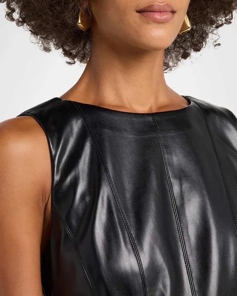 Milly Naima Sleeveless Faux Leather Top | Thumbnail 5 Milly Naima Sleeveless Faux Leather Top | Thumbnail 5