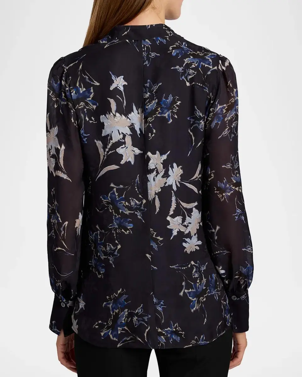 Santorelli Floral Tie-Neck Blouse | Thumbnail 3 Santorelli Floral Tie-Neck Blouse | Thumbnail 3