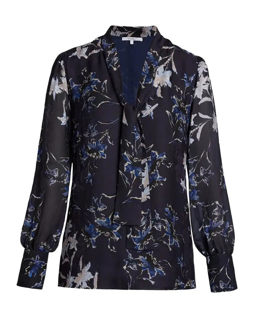 Floral Tie-Neck Blouse Floral Tie-Neck Blouse