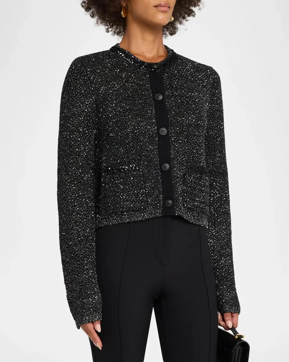 Milly Reece Metallic Button-Front Cardigan | Thumbnail 4 Milly Reece Metallic Button-Front Cardigan | Thumbnail 4