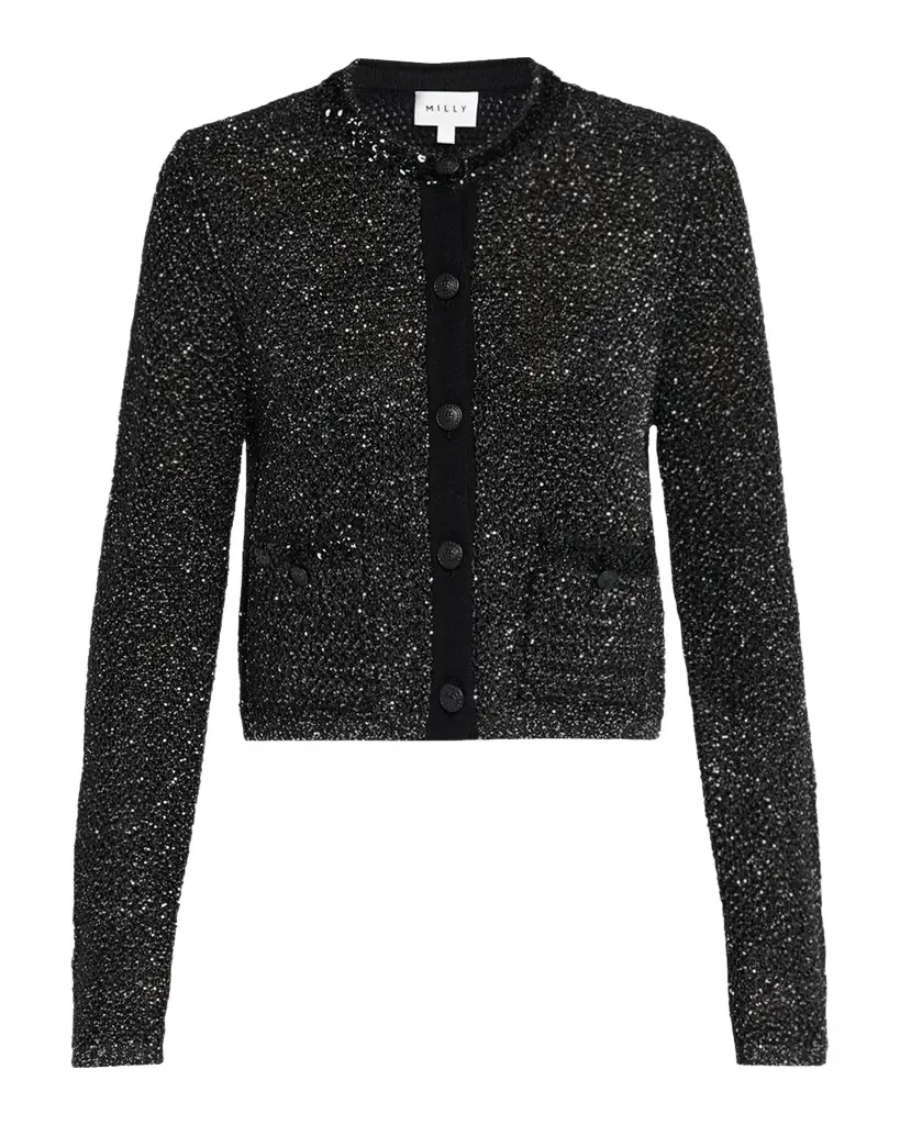 Milly Reece Metallic Button-Front Cardigan