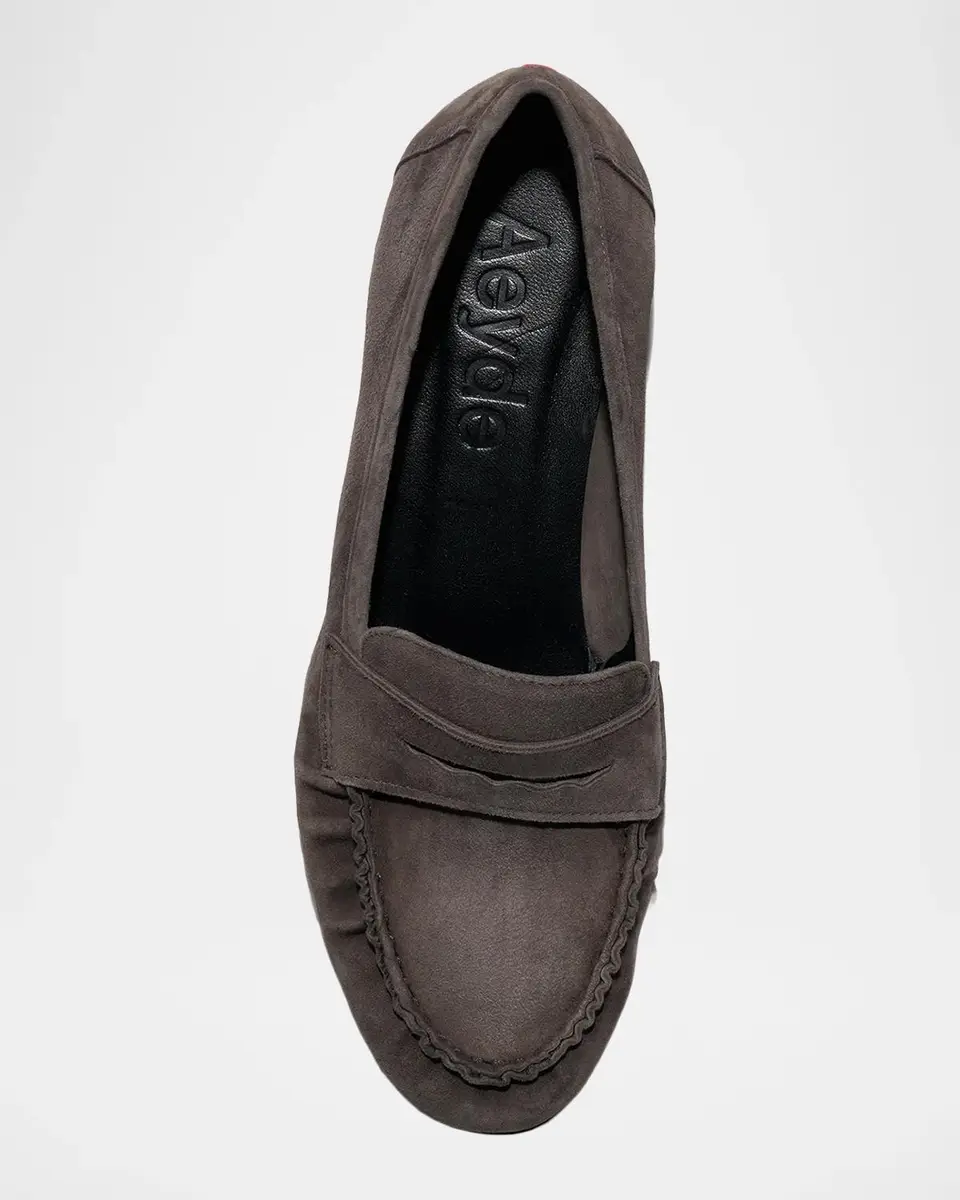 aeyde Aldous 40MM Suede Penny Loafers | Thumbnail 3 aeyde Aldous 40MM Suede Penny Loafers | Thumbnail 3