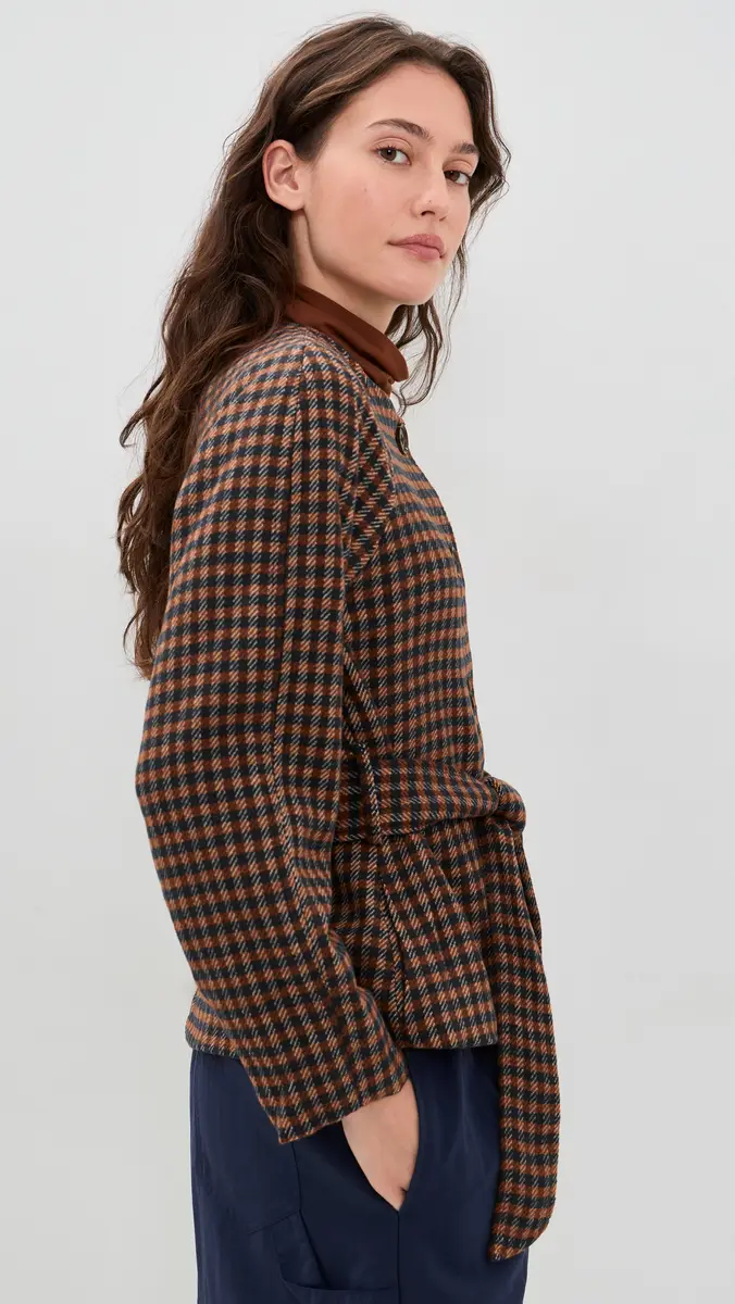 Moon River Round Neck Waist Tie Jacket | Thumbnail 4