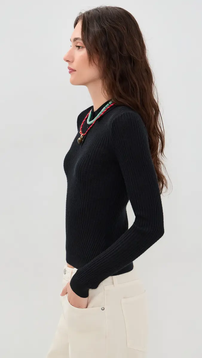 Guest In Residence Long Sleeve Cashmere Shrunken Polo | Thumbnail 4 Guest In Residence Long Sleeve Cashmere Shrunken Polo | Thumbnail 4