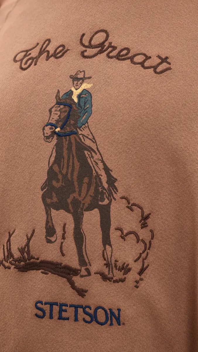 The Great. THE GREAT. The College Sweatshirt with Stetson Graphic Tobacco | Thumbnail 6 The Great. THE GREAT. The College Sweatshirt with Stetson Graphic Tobacco | Thumbnail 6