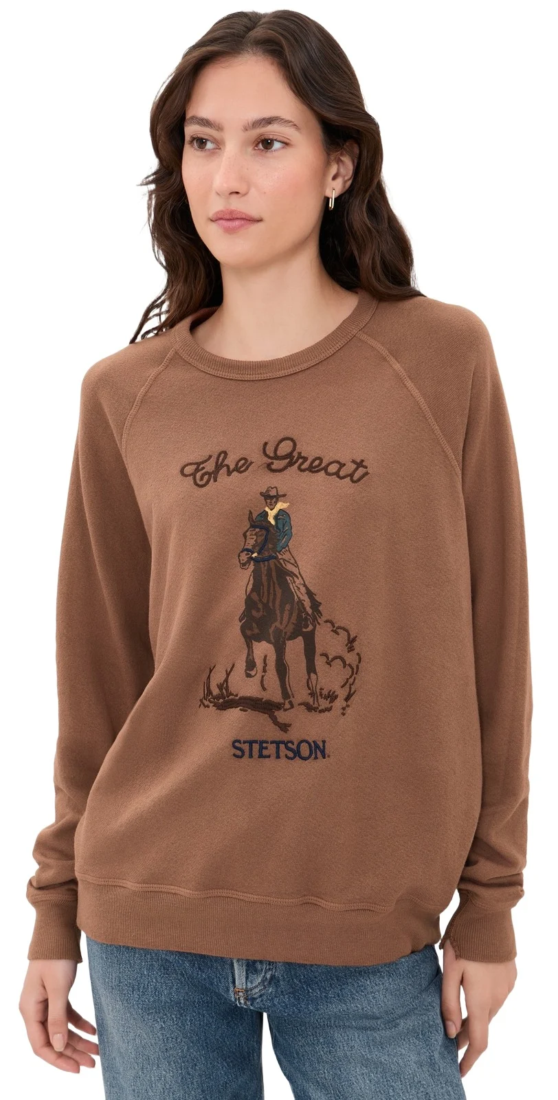 The Great. THE GREAT. The College Sweatshirt with Stetson Graphic Tobacco