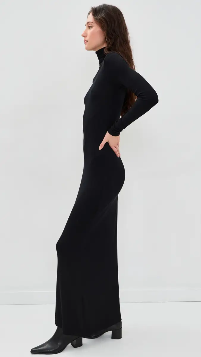 ENZA COSTA Silk Rib Fluid Turtleneck Dress | Thumbnail 4 ENZA COSTA Silk Rib Fluid Turtleneck Dress | Thumbnail 4