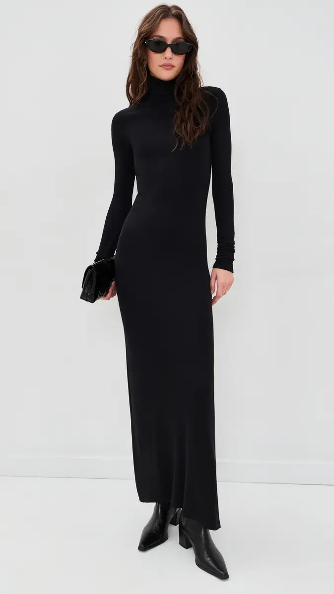 ENZA COSTA Silk Rib Fluid Turtleneck Dress | Thumbnail 5 ENZA COSTA Silk Rib Fluid Turtleneck Dress | Thumbnail 5