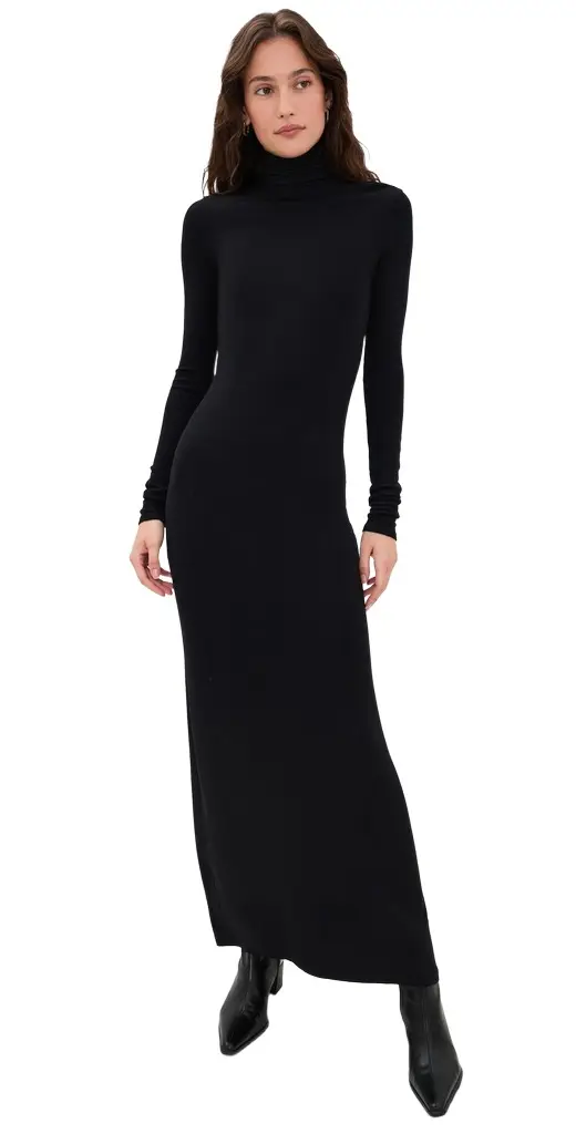 Silk Rib Fluid Turtleneck Dress Silk Rib Fluid Turtleneck Dress