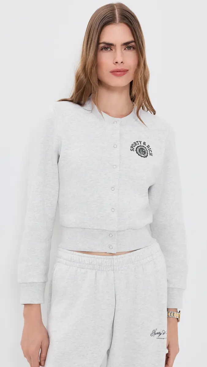 Sporty & Rich Essia SR Emblem Fleece Cardigan | Thumbnail 3 Sporty & Rich Essia SR Emblem Fleece Cardigan | Thumbnail 3