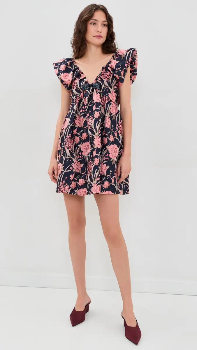 endless rose Beaded Bow Floral Jacquard Mini Dress | Thumbnail 5 endless rose Beaded Bow Floral Jacquard Mini Dress | Thumbnail 5