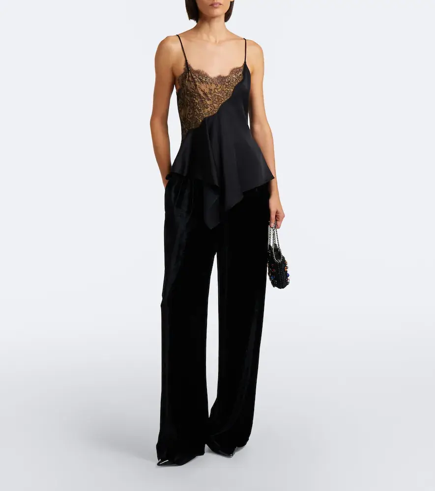 Stella McCartney Pleated velvet wide-leg pants | Thumbnail 3