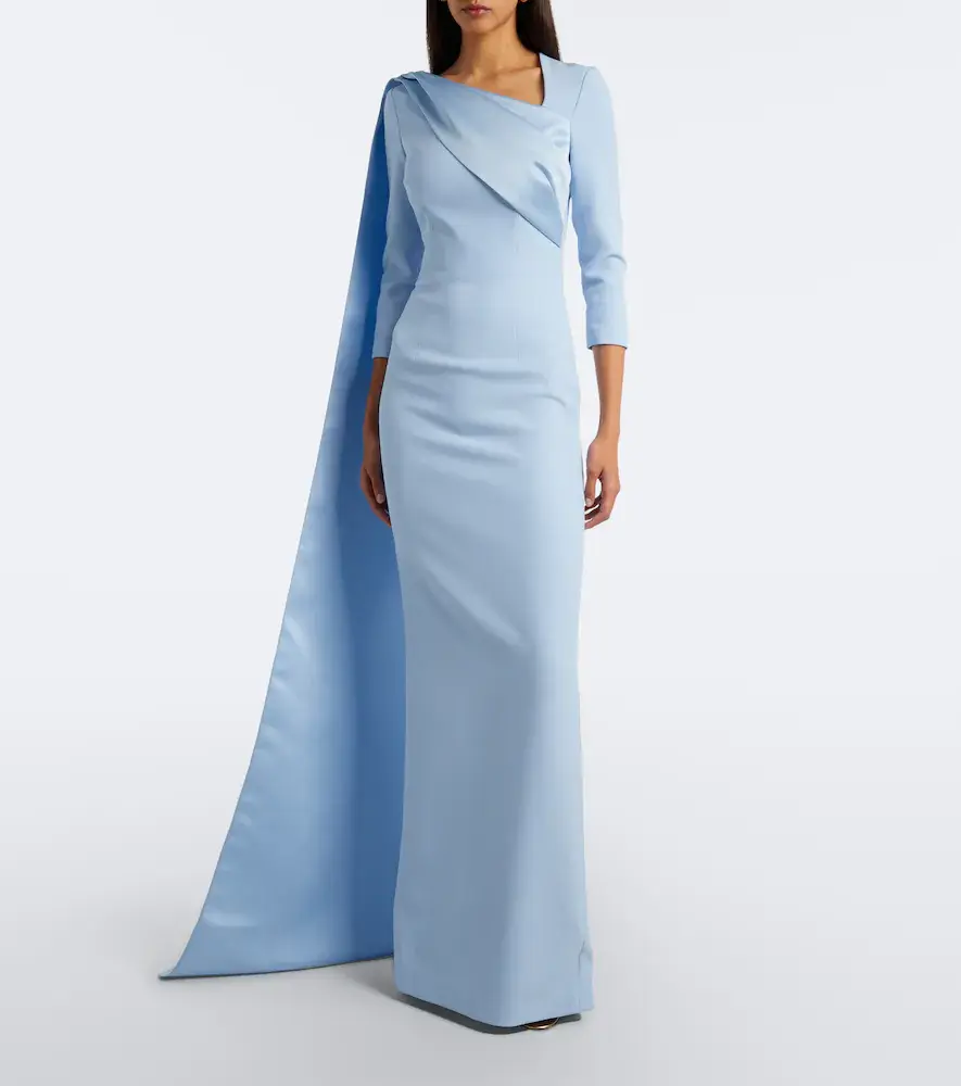 Safiyaa Caped crêpe and satin gown | Thumbnail 2