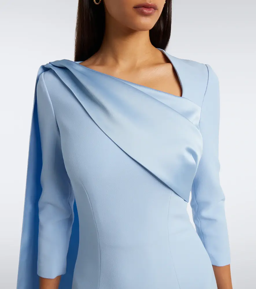 Safiyaa Caped crêpe and satin gown | Thumbnail 4