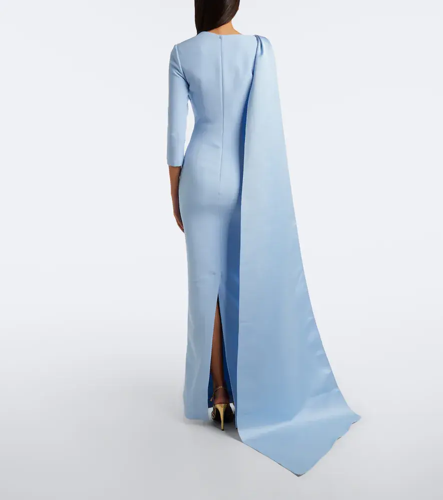 Safiyaa Caped crêpe and satin gown | Thumbnail 5