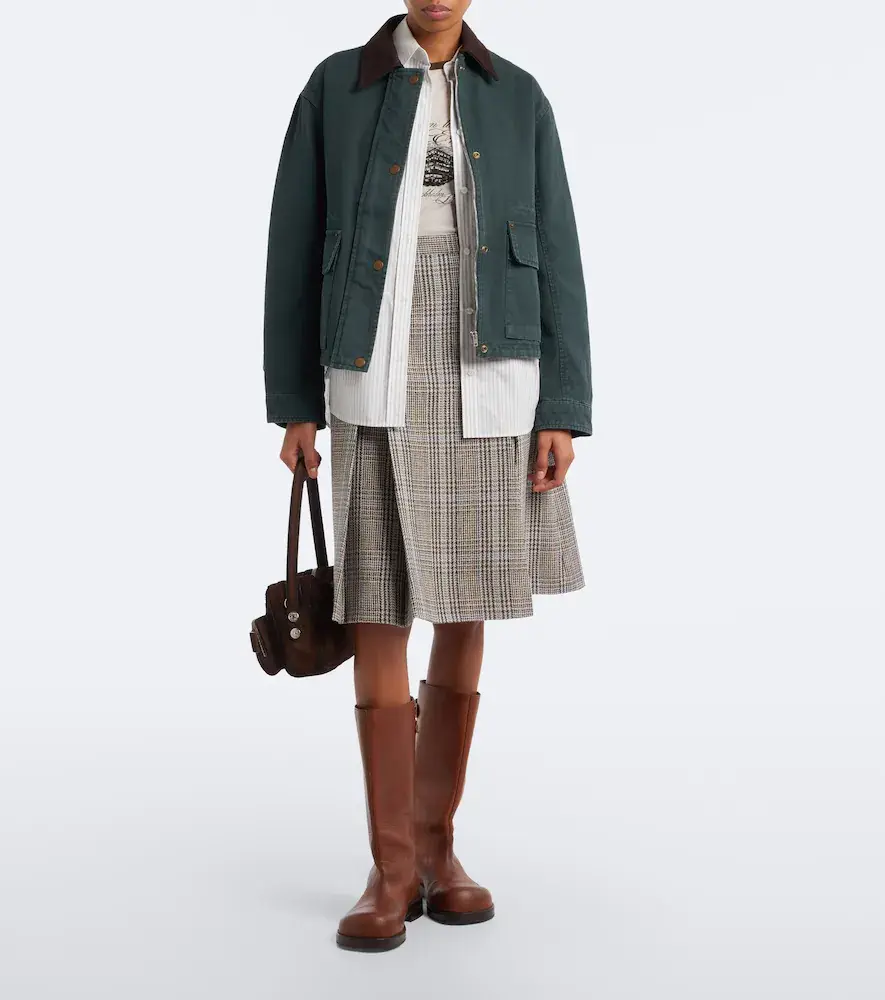 Acne Studios Suede-trimmed cotton canvas jacket | Thumbnail 4 Acne Studios Suede-trimmed cotton canvas jacket | Thumbnail 4