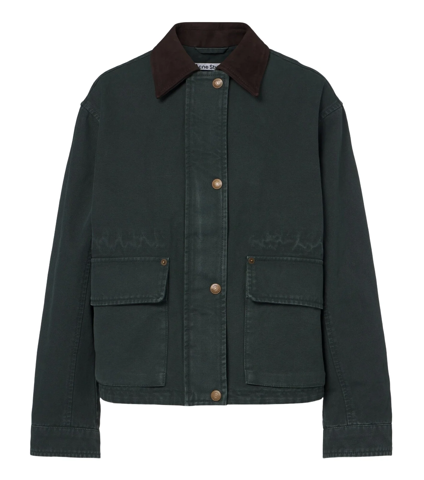 Suede-trimmed cotton canvas jacket