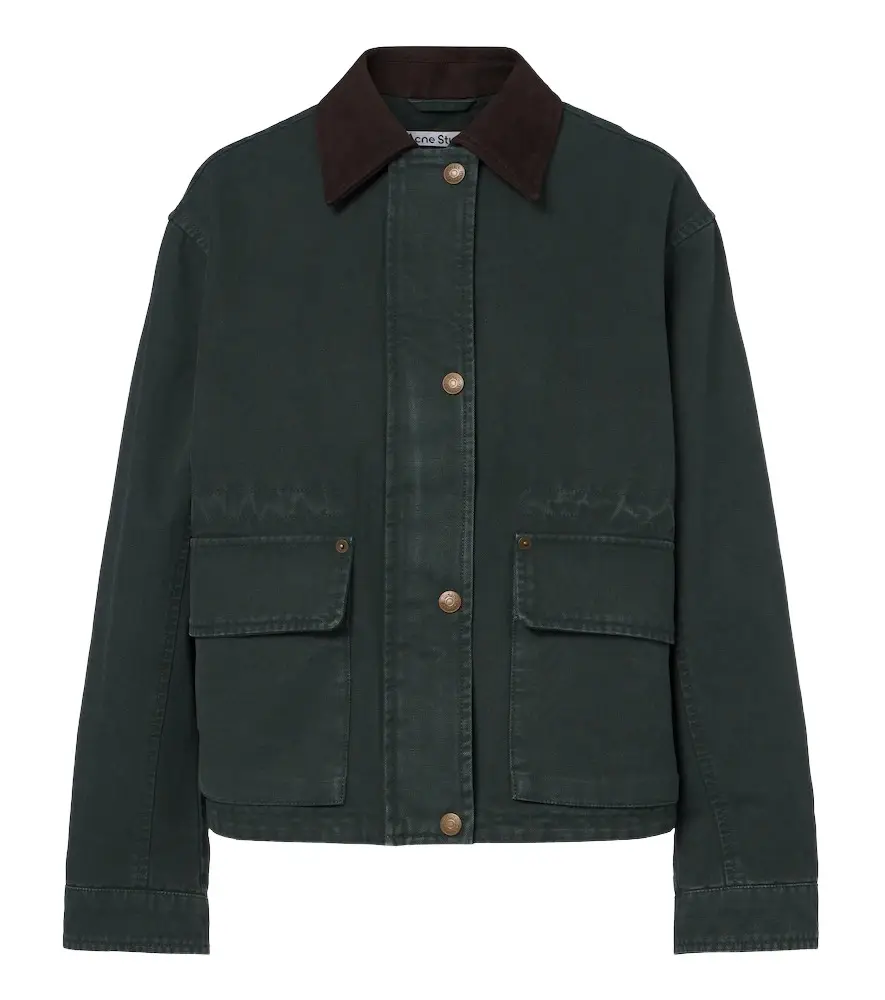 Suede-trimmed cotton canvas jacket Suede-trimmed cotton canvas jacket