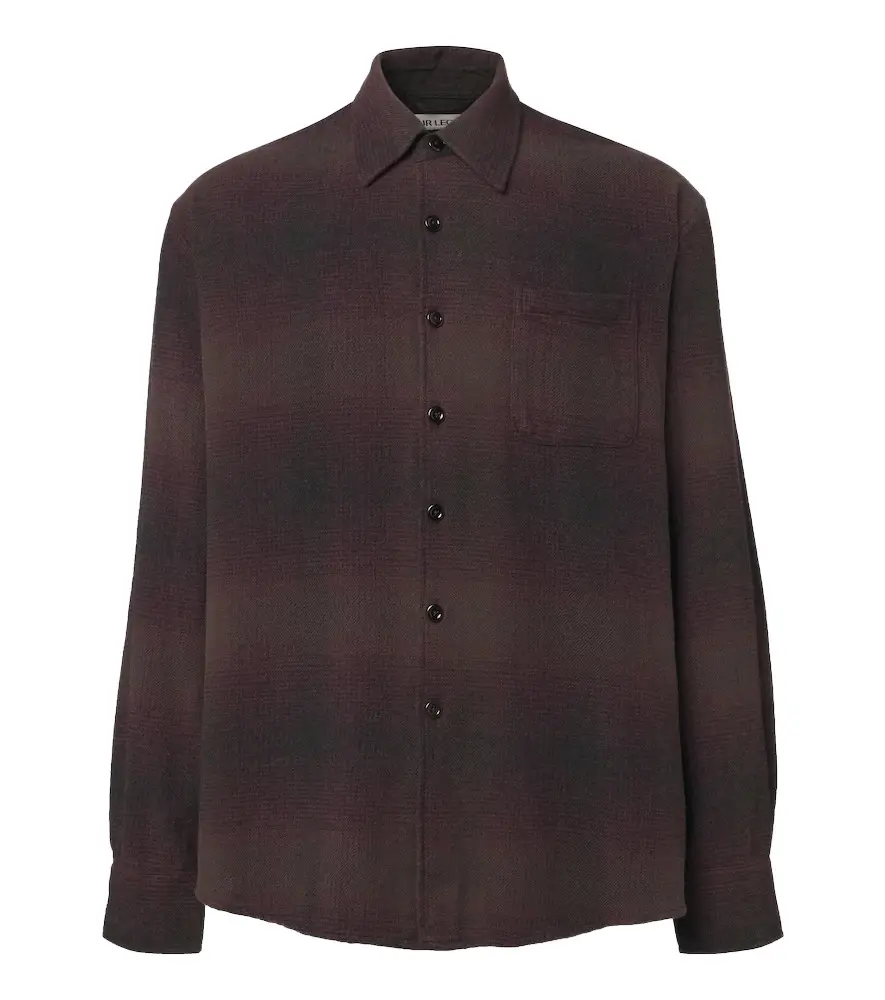 Above checked cotton-blend shirt