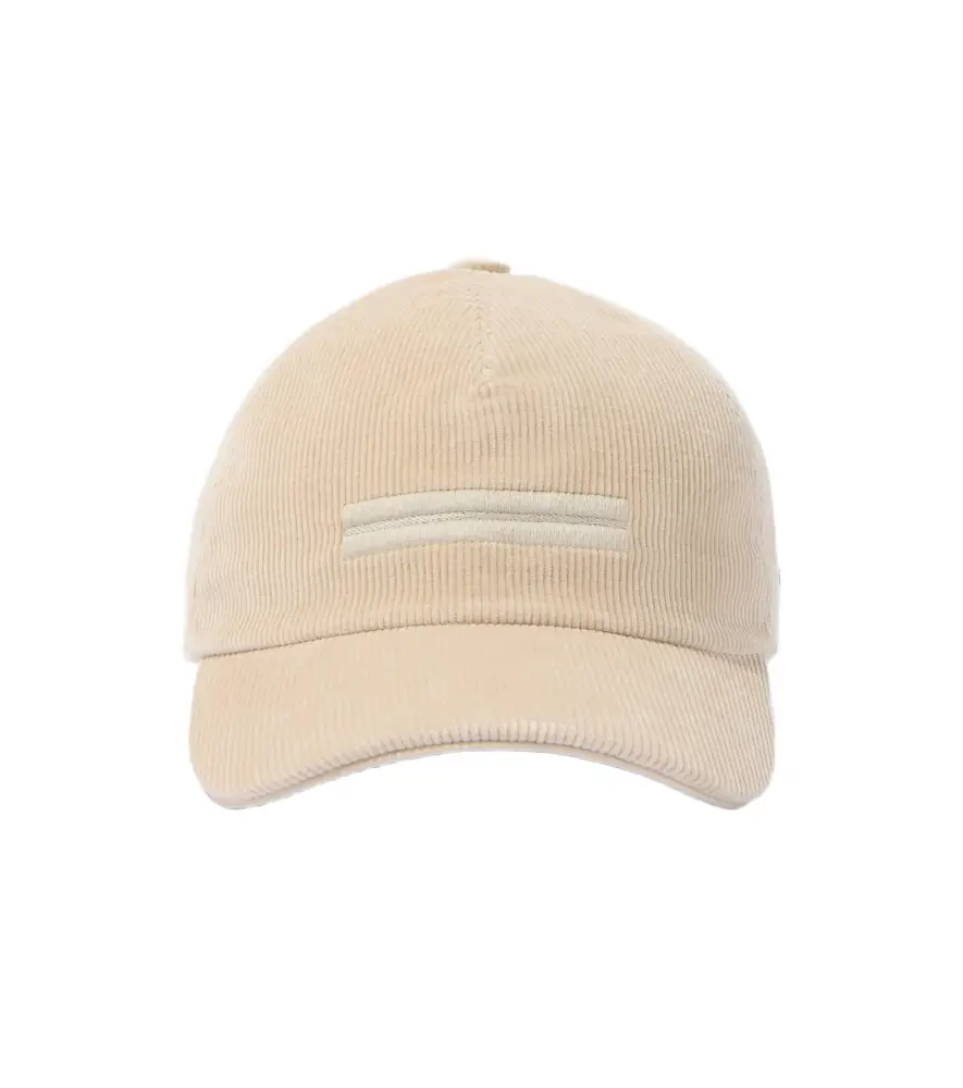 Zegna Leather-trimmed corduroy baseball cap