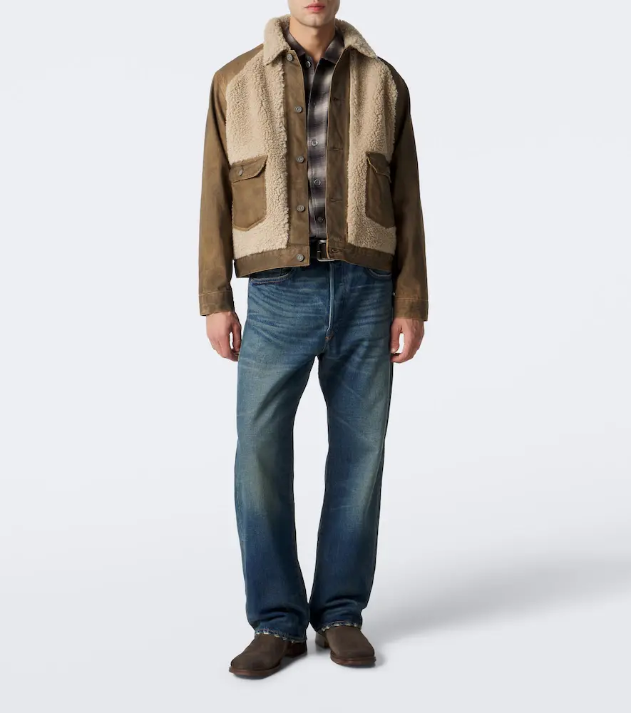 RRL Shearling-trimmed denim jacket | Thumbnail 4
