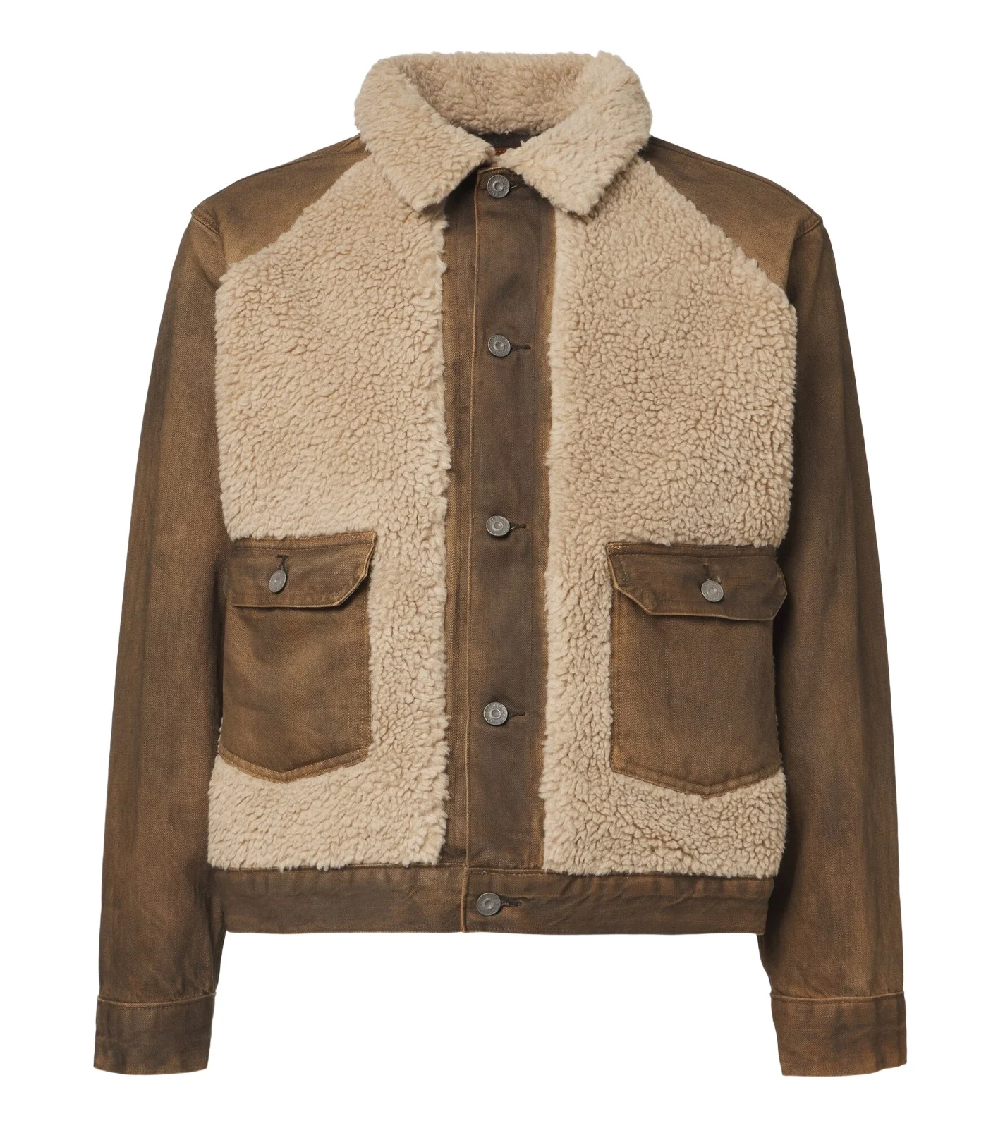 Shearling-trimmed denim jacket Shearling-trimmed denim jacket