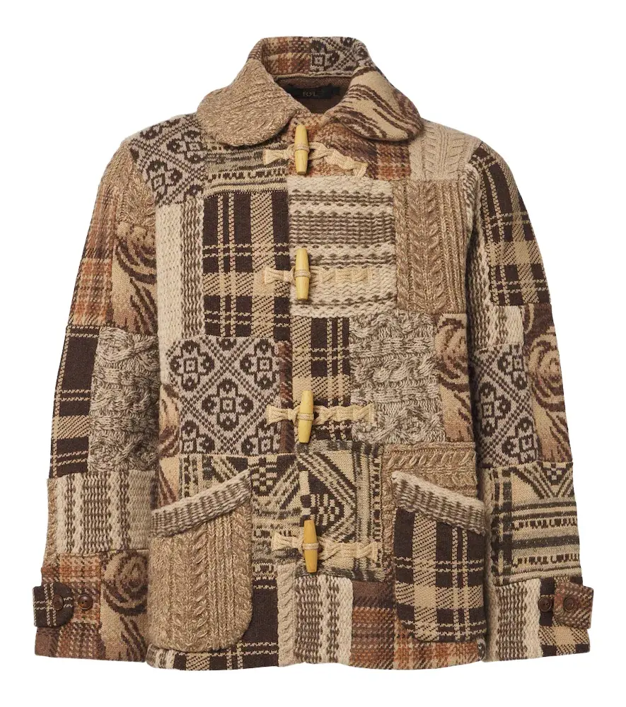 RRL Patchwork wool, linen, and silk cardigan