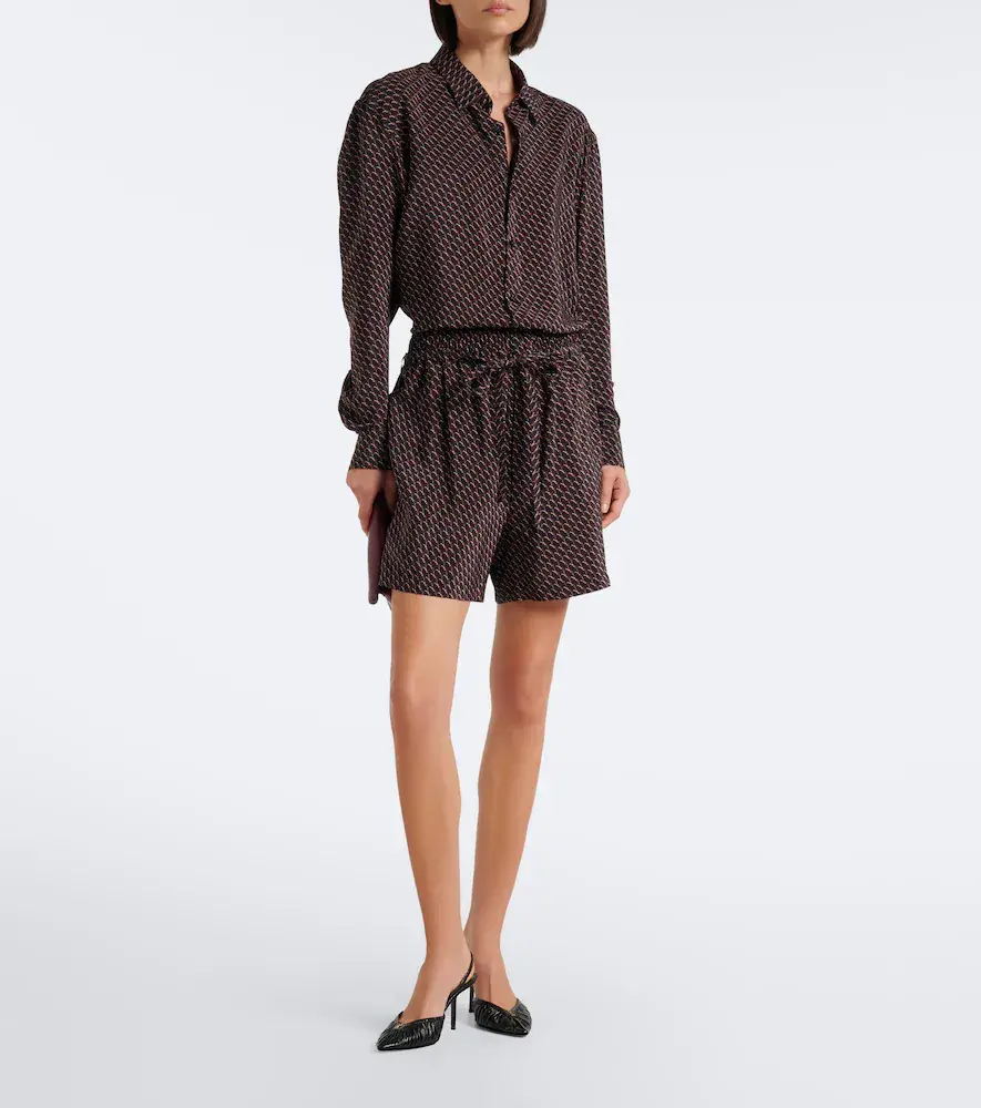 Saint Laurent Cassandre printed silk shorts | Thumbnail 2 Saint Laurent Cassandre printed silk shorts | Thumbnail 2