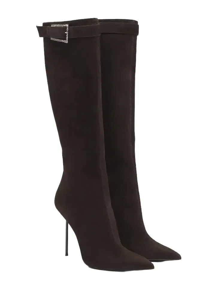 Lidia embellished suede knee-high boots Lidia embellished suede knee-high boots